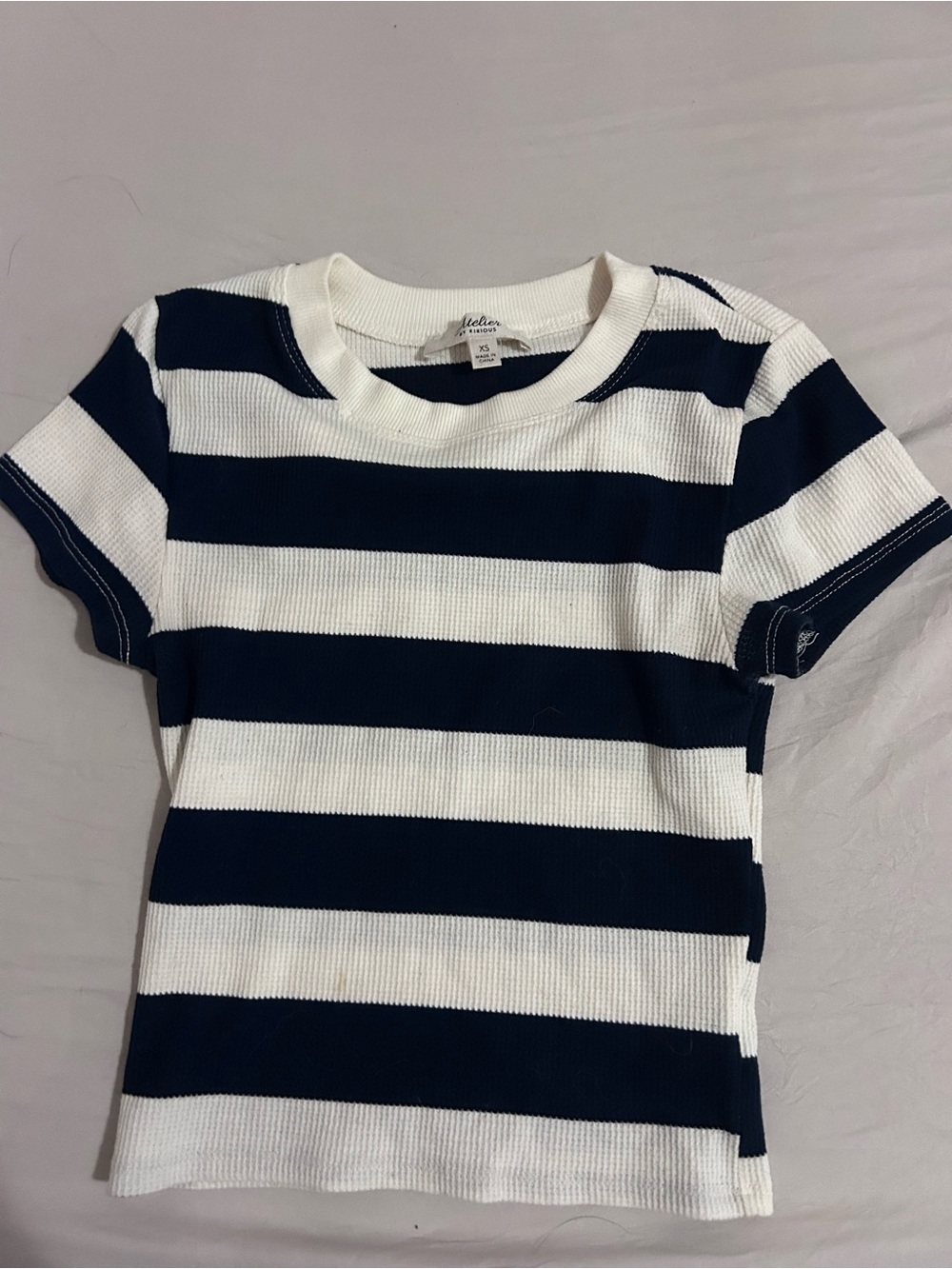 Target Navy and White Striped Ribbed Crop Top